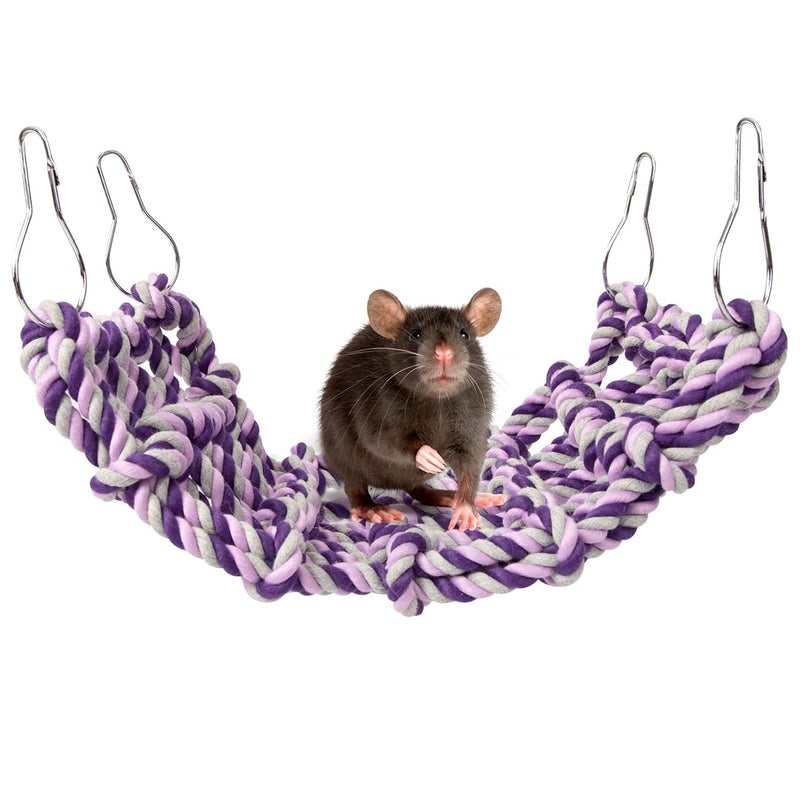 Niteangel Small Animal Activity Toy, Rat and Ferret Cotton Rope Nets (Purple) - Image 3